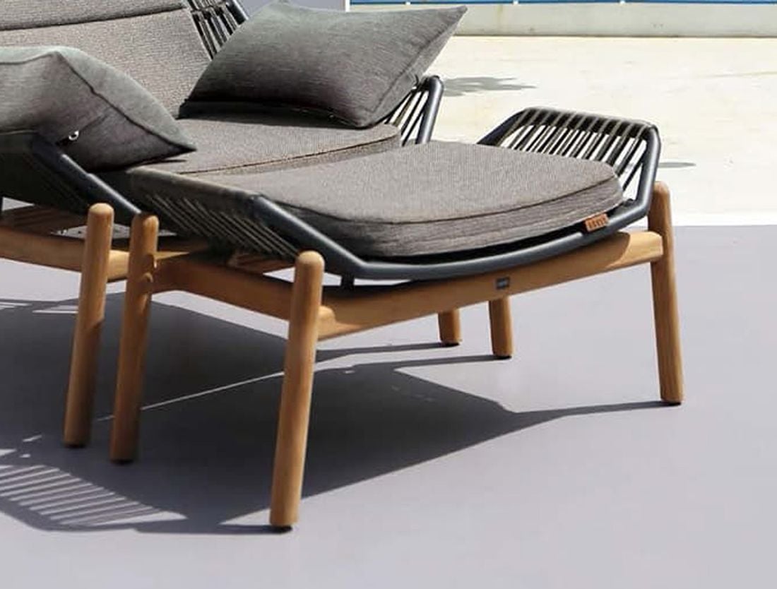 Zebra Pollux Loungehocker Aluminium/Teak