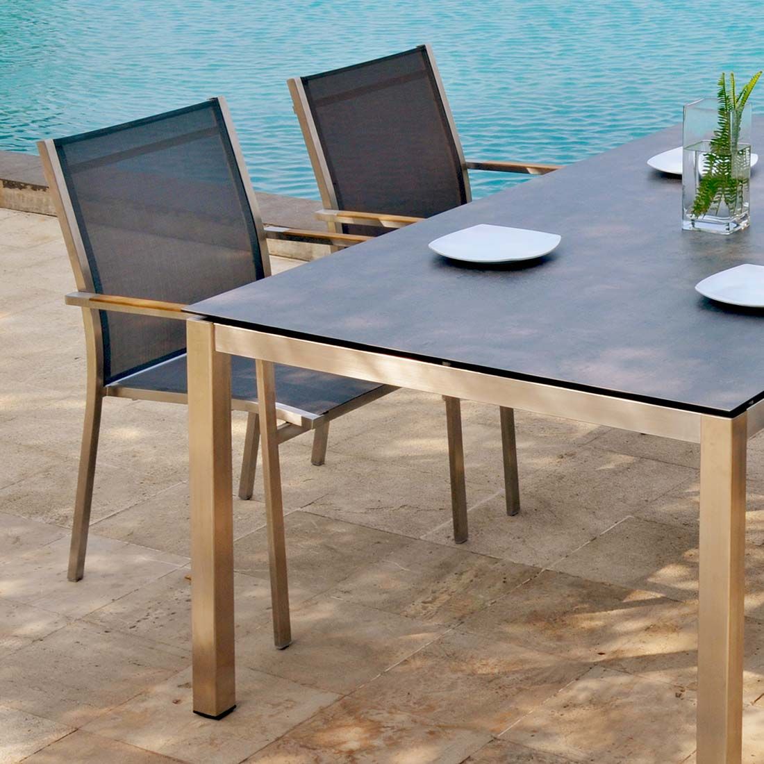 Zebra Sela Gartentisch-Platte 210x100cm HPL