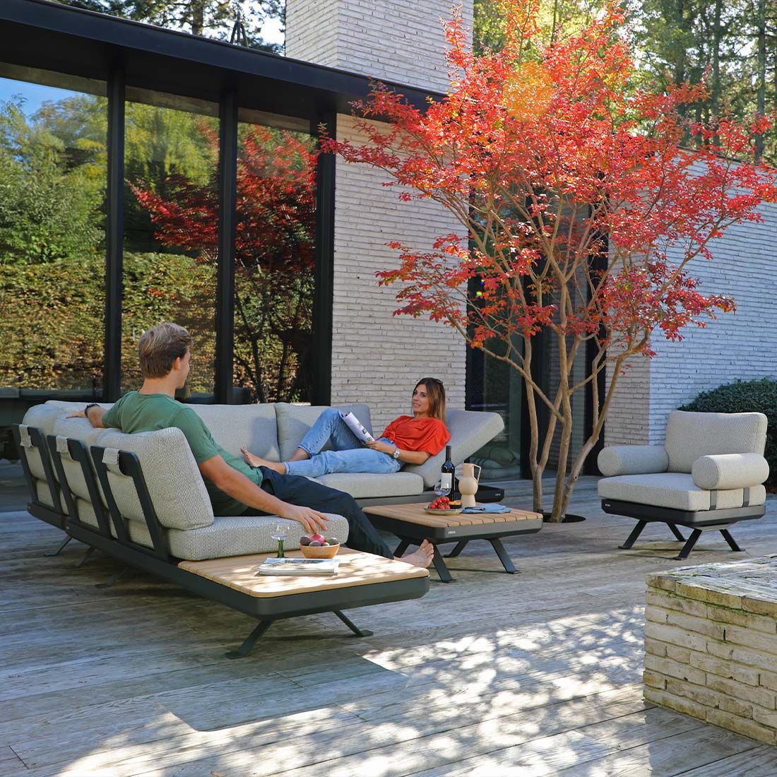 Zebra Sky Ecklounge verstellbar 4-tlg. Aluminium/Sunproof