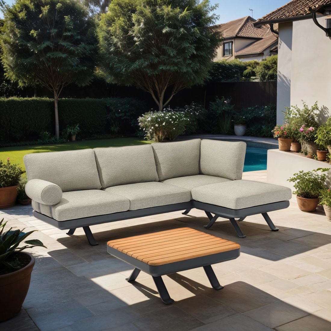 Zebra Sky Loungeset inkl. Loungetisch Aluminium/Sunproof Graphit