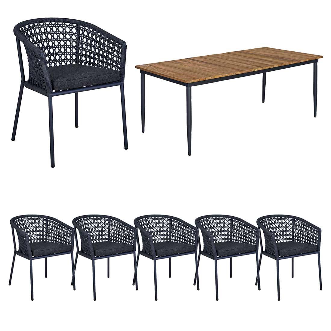 OUTLIV. Zui Gartenmöbel-Set L (6 Plätze) Tisch 220x100cm