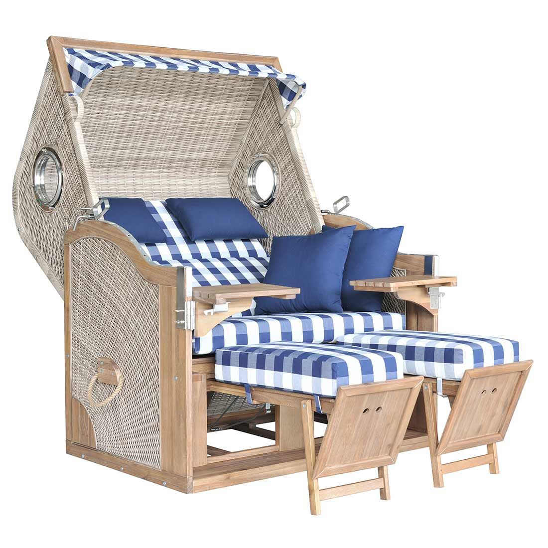 deVries Greenline 175XL Strandkorb Akazie/Geflecht Des.743