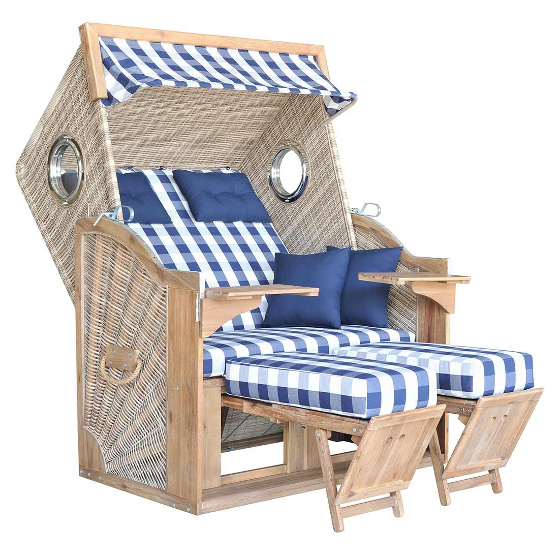 deVries Pure Greenline 135XL Strandkorb  Geflecht/Akazie Des.743