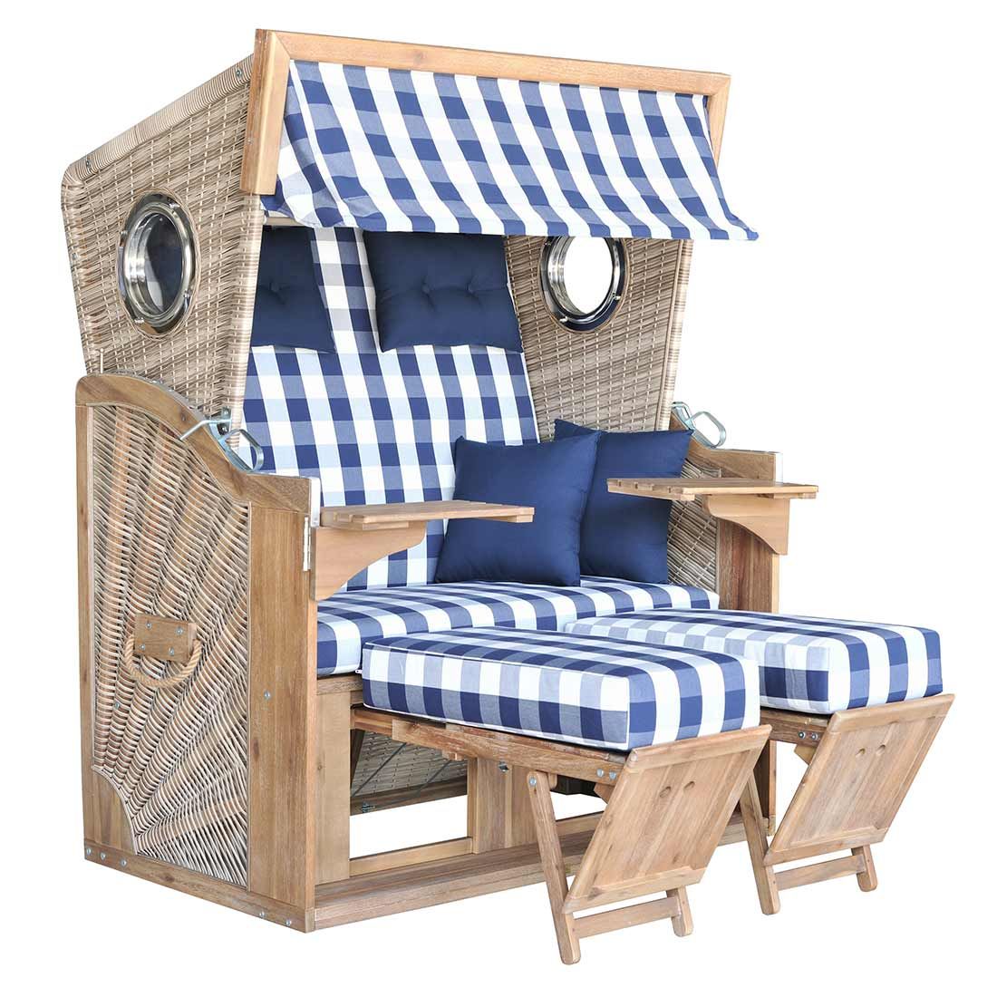 deVries Pure Greenline 135XL Strandkorb  Geflecht/Akazie Des.743