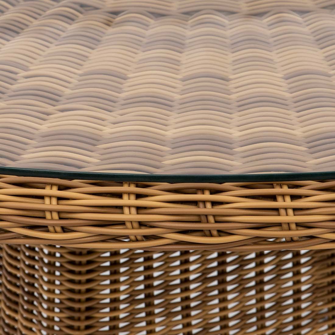 Domus Ventures Maryland Gartentisch Ø120 cm Geflecht Rund mit Glasplatte