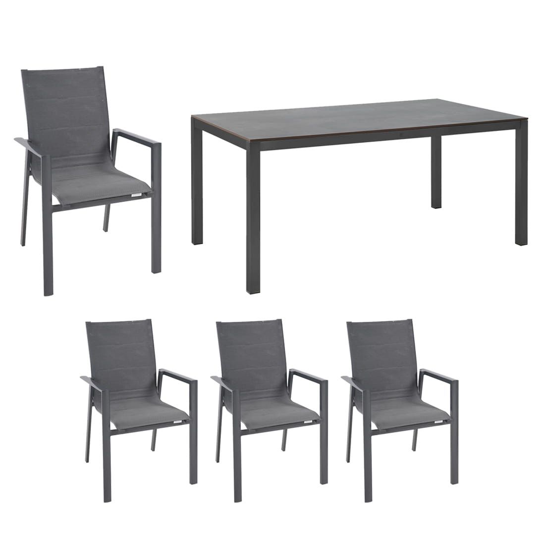 OUTLIV. Falun Gartenmöbelset 5-tlg. mit Gartentisch 160x90cm
