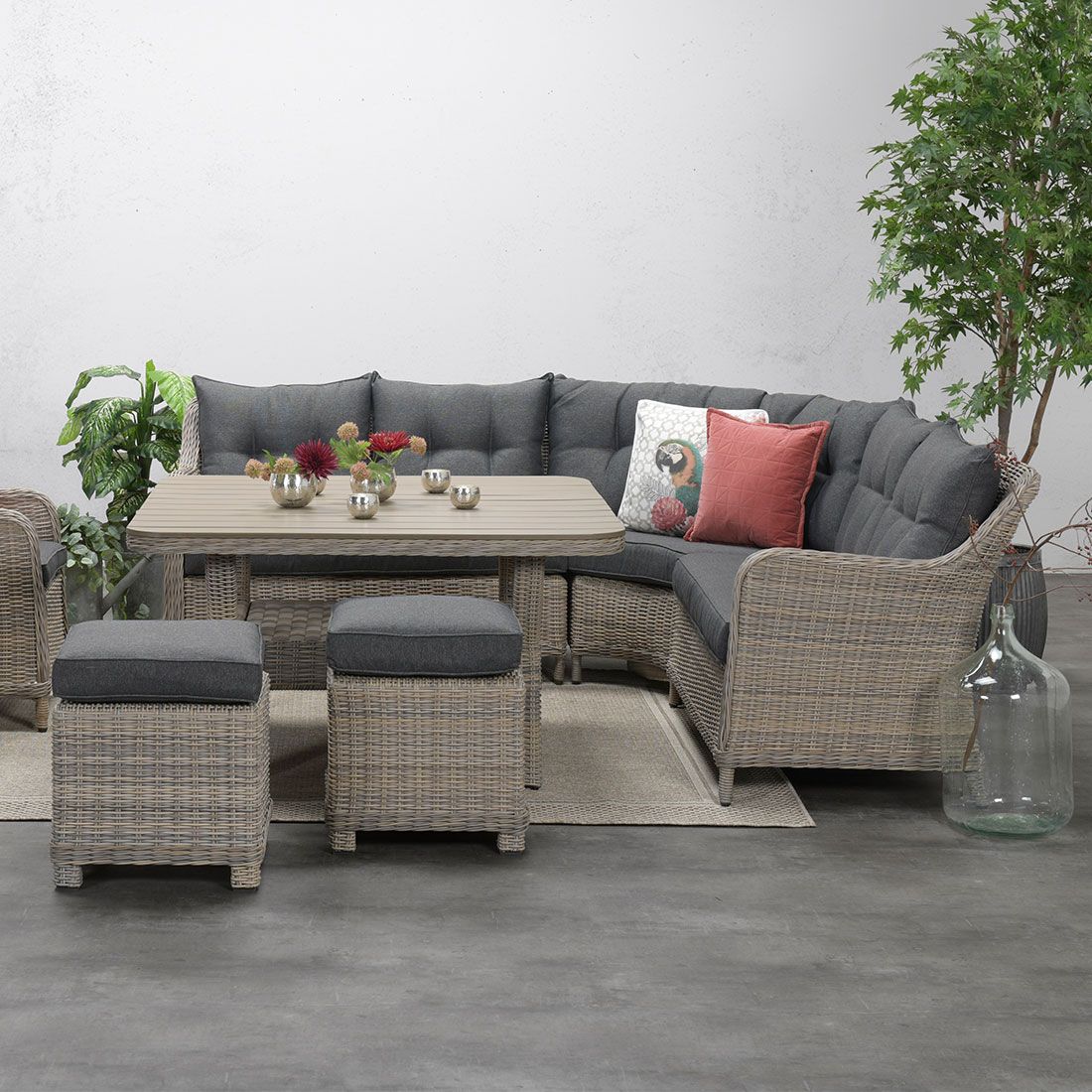 Garden Impressions Milwaukee Ecklounge 3-teilig Geflecht inklusive Kissen