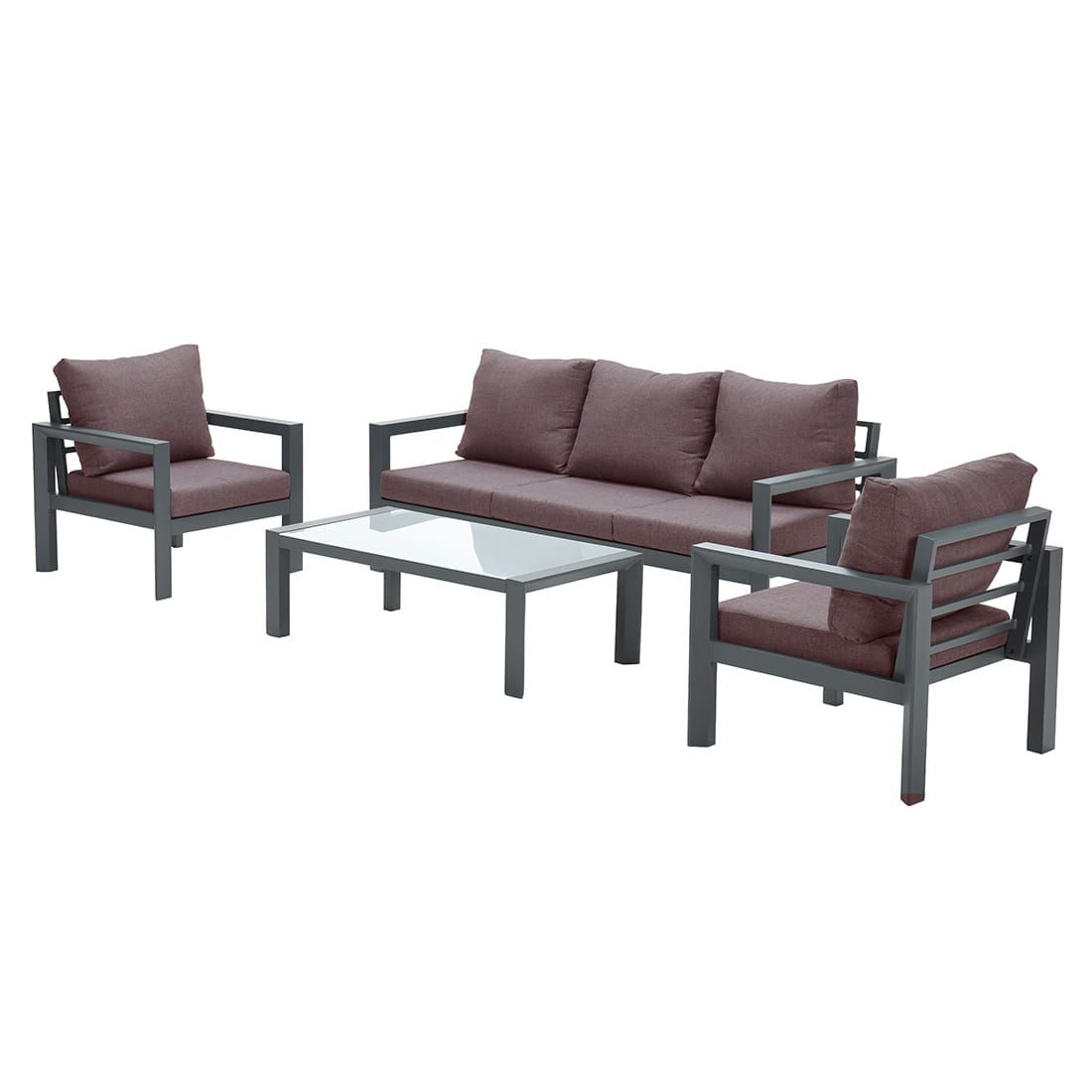 Garden Impressions Zion Lounge-Gruppe 4-tlg. Aluminium/Polster + Tisch 120x60 cm