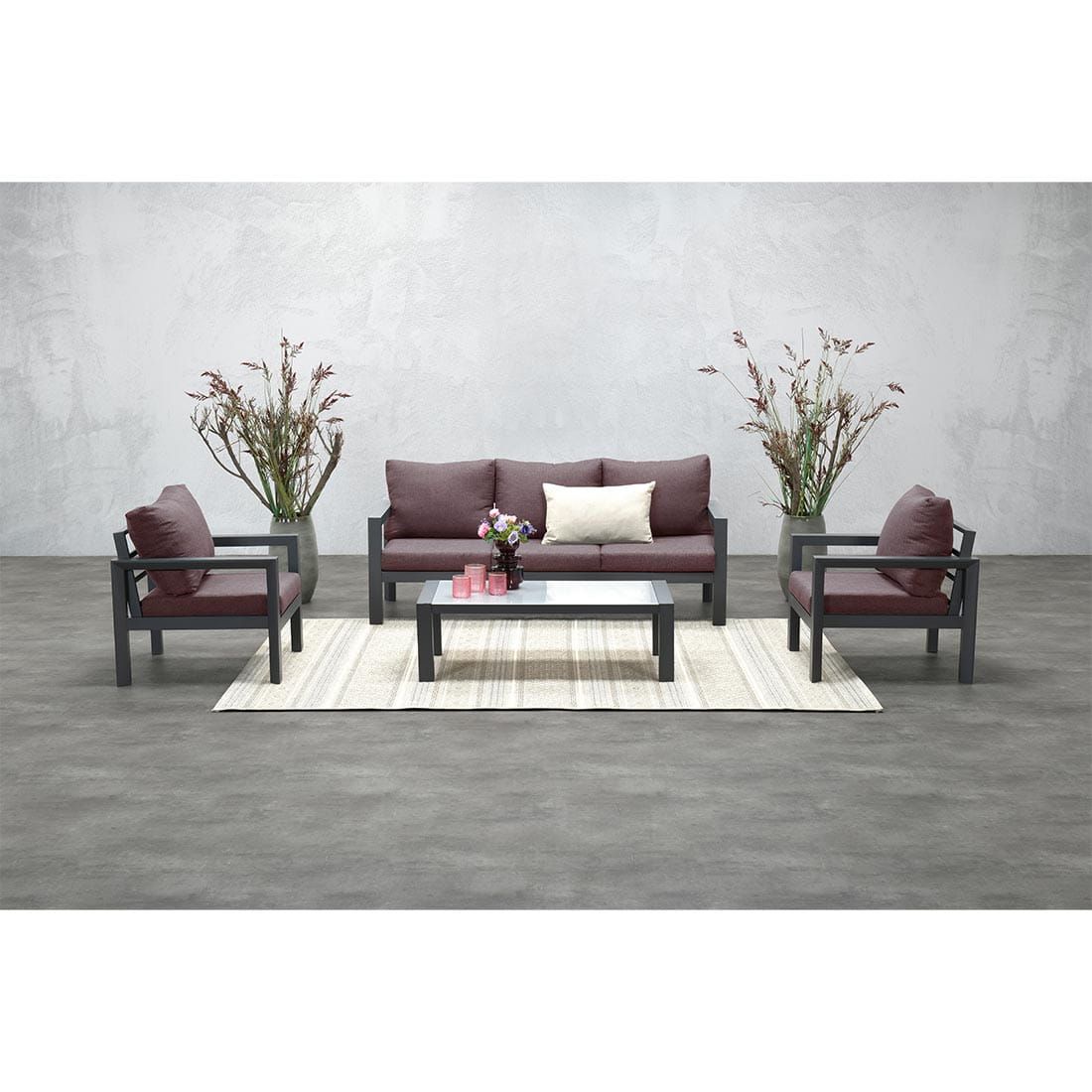 Garden Impressions Zion Lounge-Gruppe 4-tlg. Aluminium/Polster + Tisch 120x60 cm