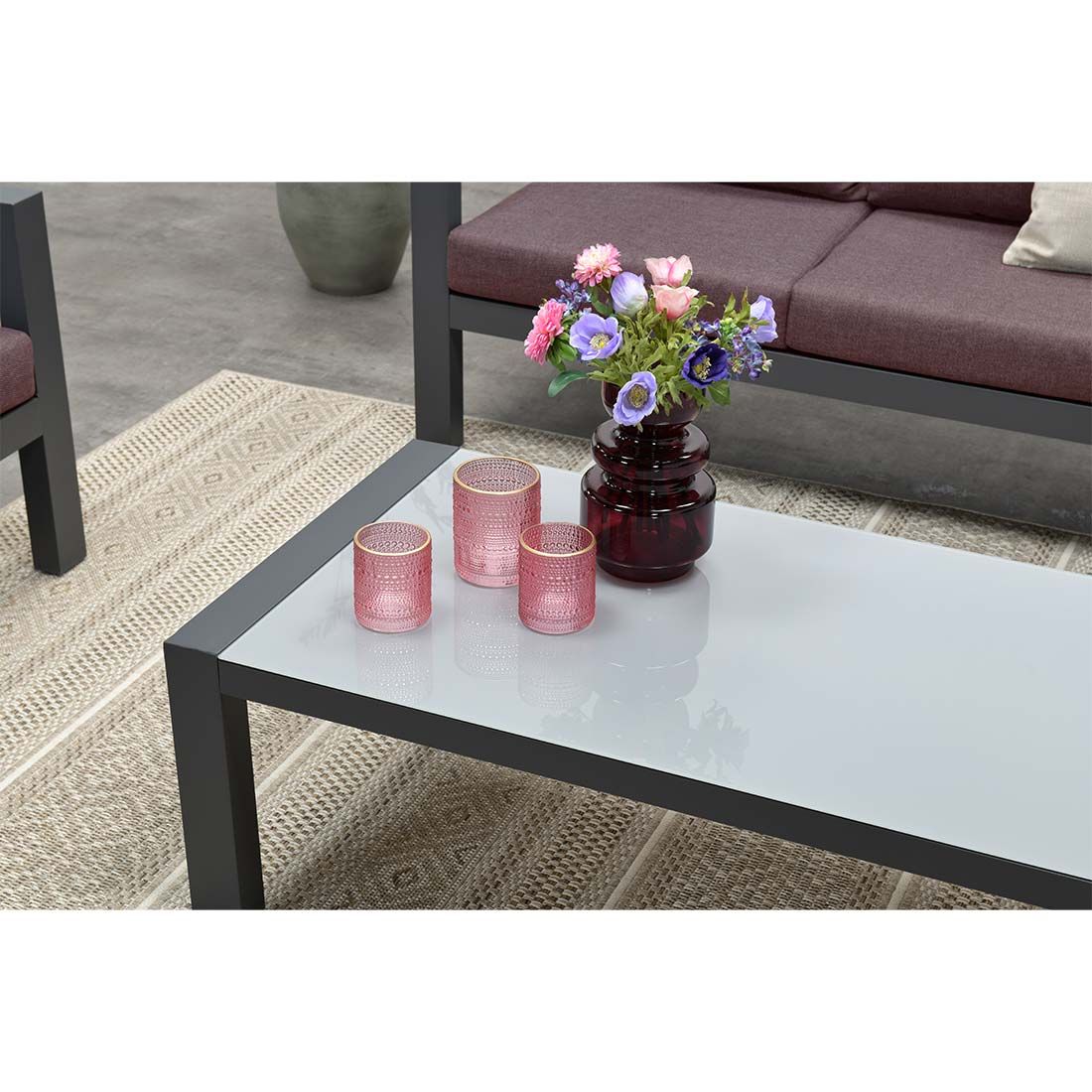 Garden Impressions Zion Lounge-Gruppe 4-tlg. Aluminium/Polster + Tisch 120x60 cm