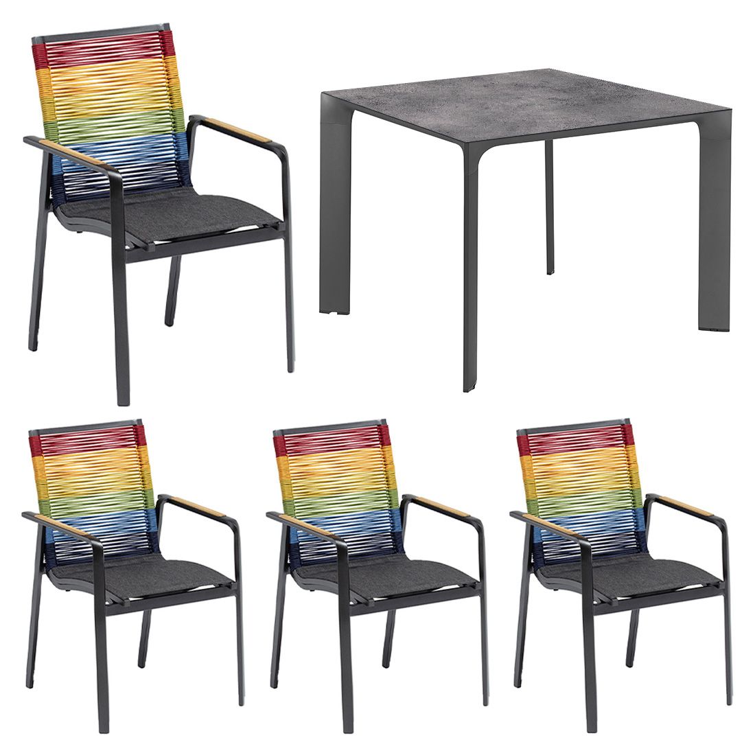 Kettler Diamond Gartenmöbel-Set 5-tlg. Tisch 95x95cm