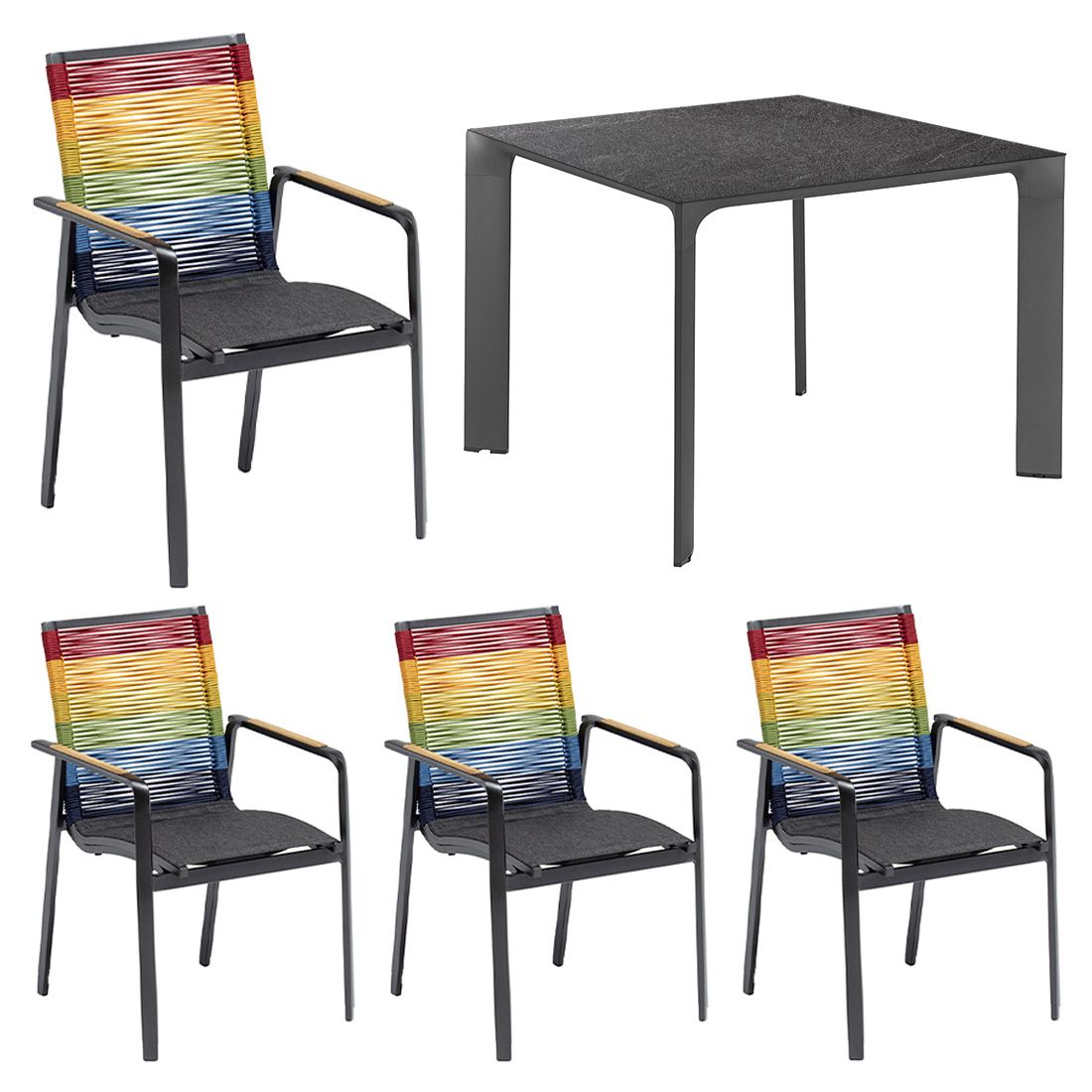 Kettler Diamond Gartenmöbel-Set 5-tlg. Tisch 95x95cm