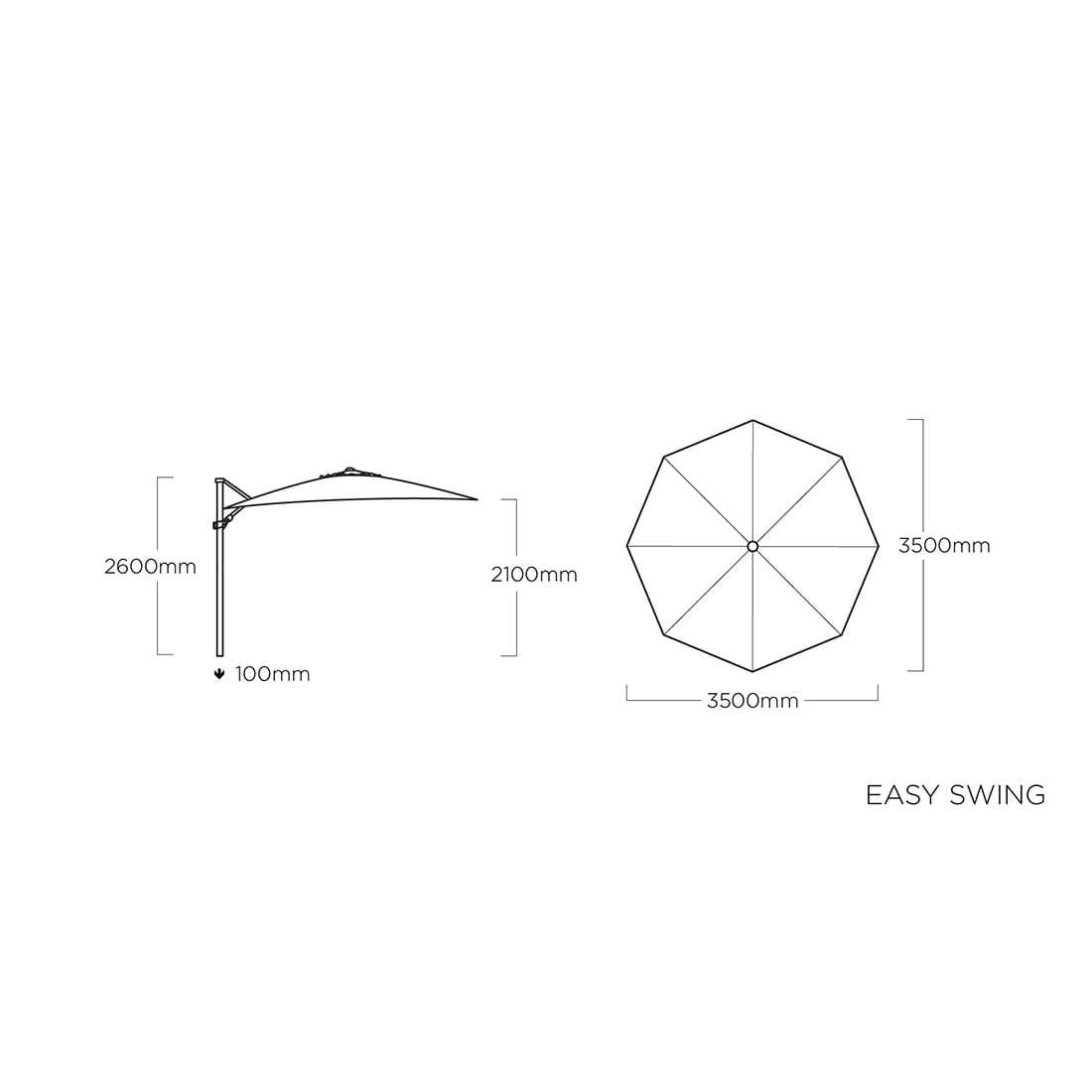 Kettler Easy Swing Ampelschirm Ø350 cm Aluminium/Obravia