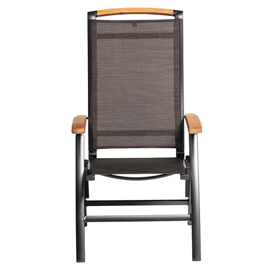 Kettler Memphis Klappsessel Aluminium/Textilene mit Teak-Armlehnen
