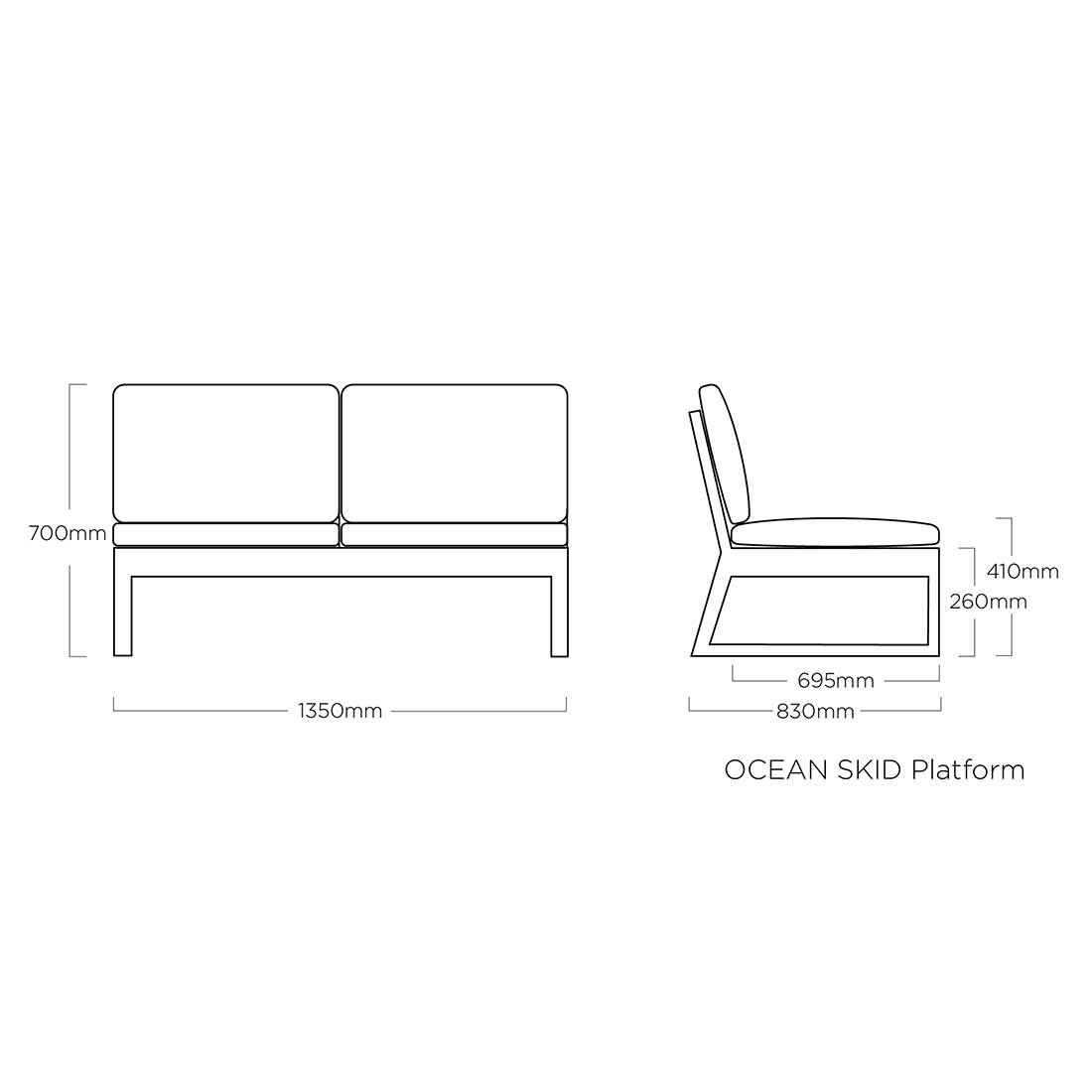 Kettler Ocean Skid Platform 2-Sitzersofa mit Loungetisch Alu/Olefin