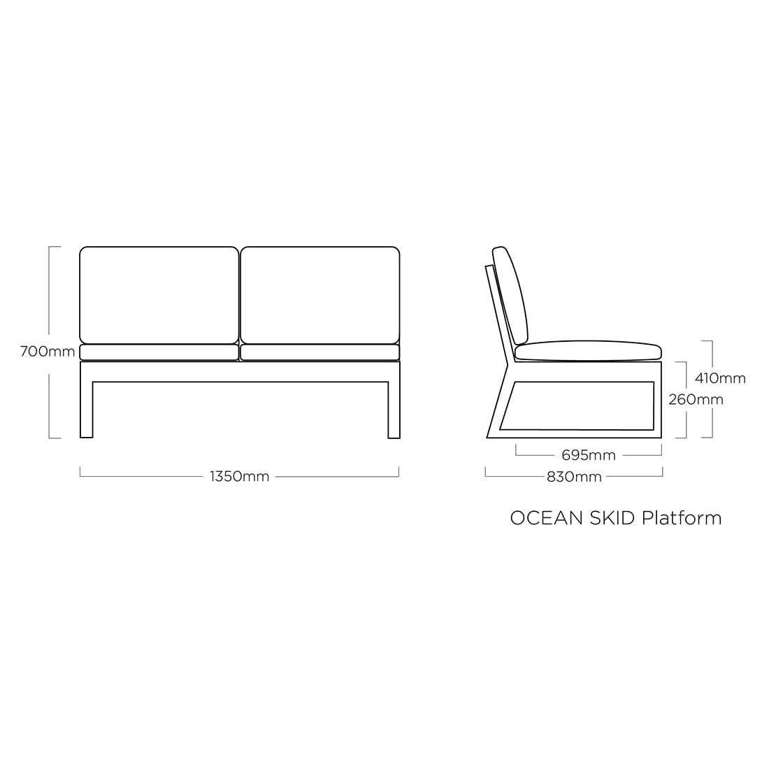 Kettler Ocean Skid Platform Ecklounge 7-tlg. mit Loungetisch 70x70cm Alu/Olefin