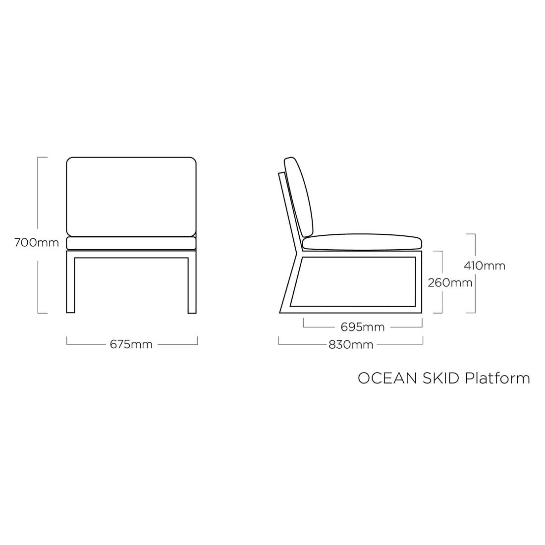 Kettler Ocean Skid Platform Ecklounge 7-tlg. mit Loungetisch 70x70cm Alu/Olefin