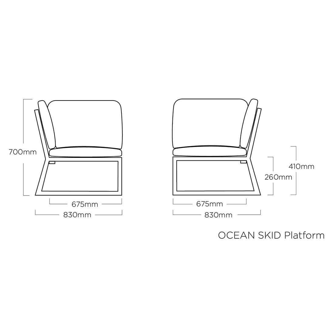 Kettler Ocean Skid Platform Ecklounge 7-tlg. mit Loungetisch 70x70cm Alu/Olefin
