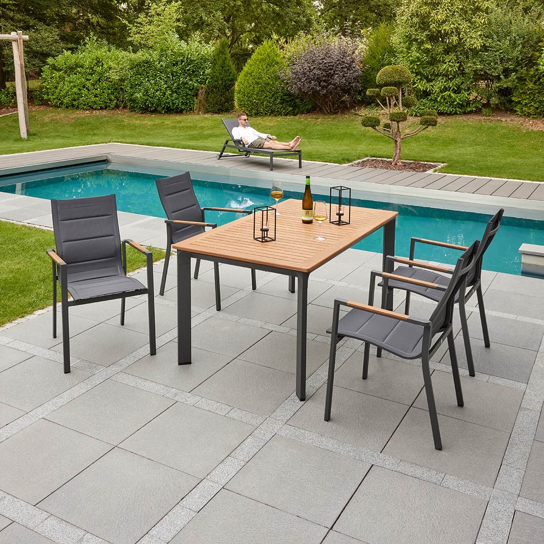 LC Garden Unicamo Gartentisch 160x90cm Aluminium/Teak