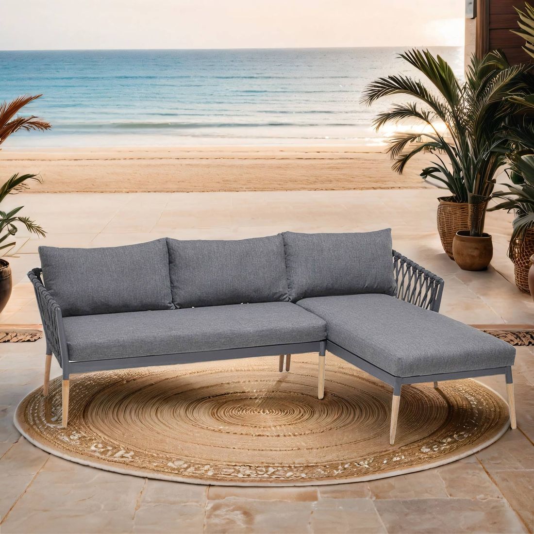 LifestyleGarden Ipanema Ecklounge 2-teilig Teak/Rope/Olefin