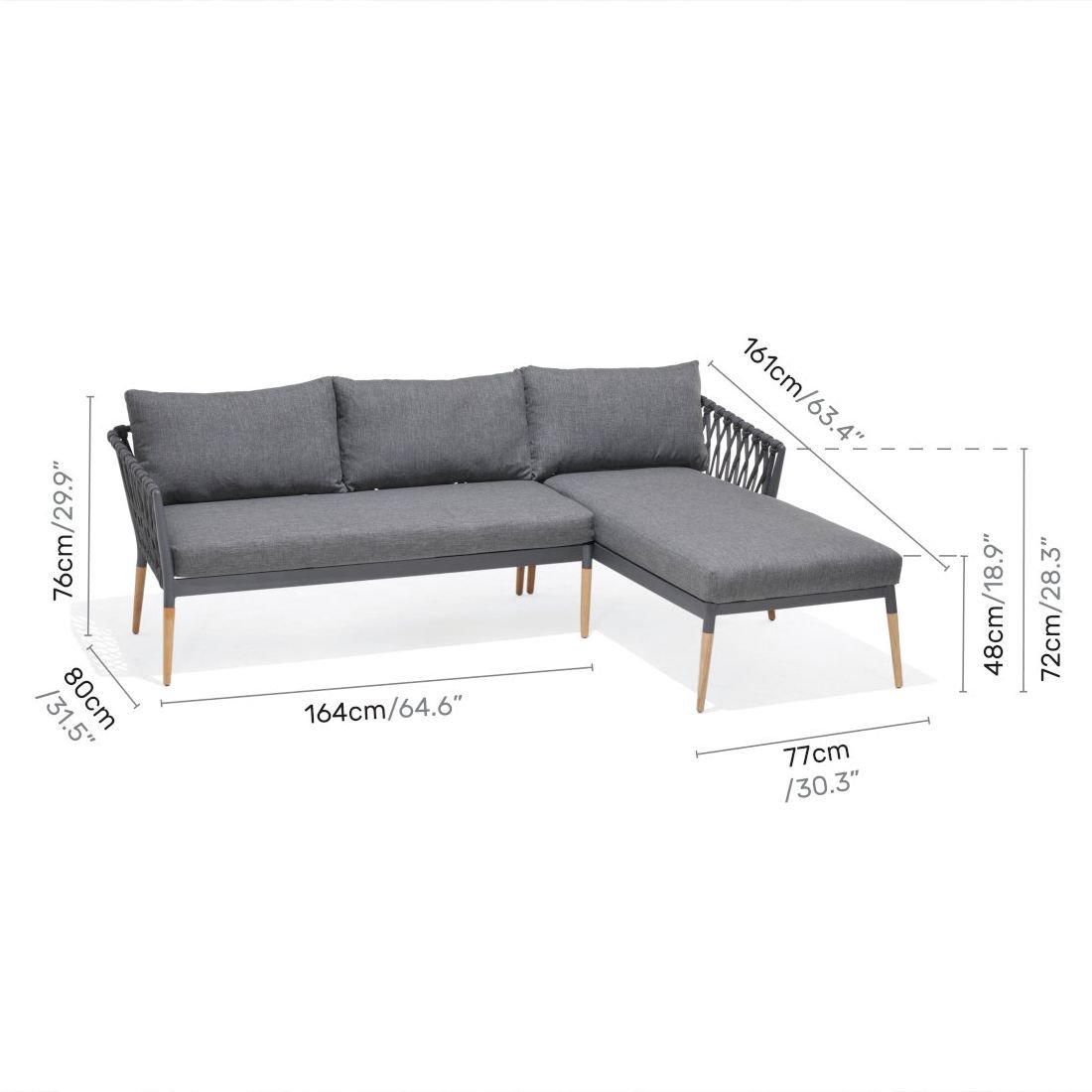 LifestyleGarden Ipanema Ecklounge 2-teilig Teak/Rope/Olefin
