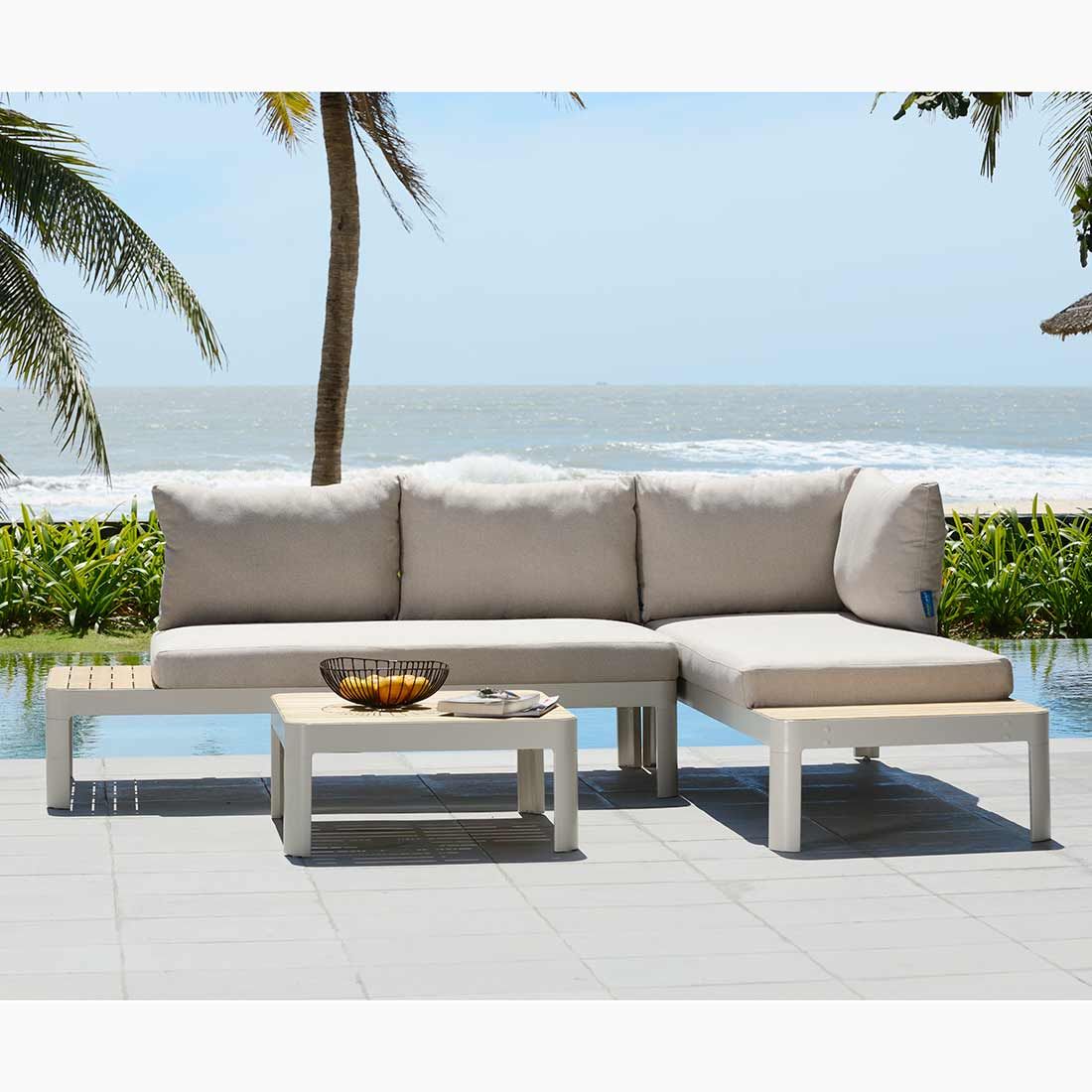 LifestyleGarden Portals Gartensofa Aluminium/Teak/Olefin