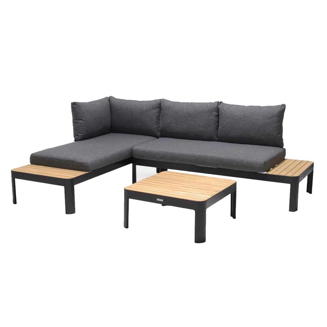 LifestyleGarden Portals Ecklounge 3-tlg. Aluminium/Teak/Olefin