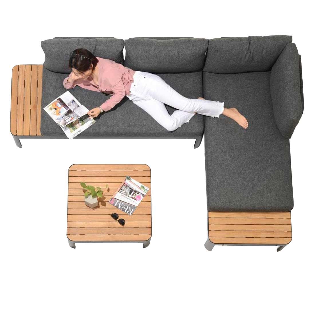 LifestyleGarden Portals Ecklounge 3-tlg. Aluminium/Teak/Olefin