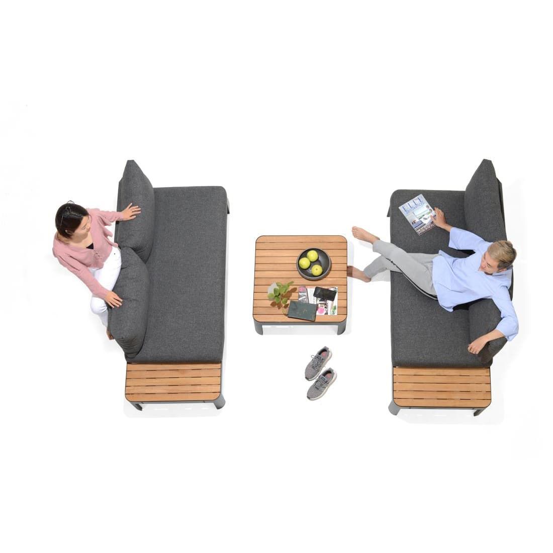 LifestyleGarden Portals Ecklounge 3-tlg. Aluminium/Teak/Olefin