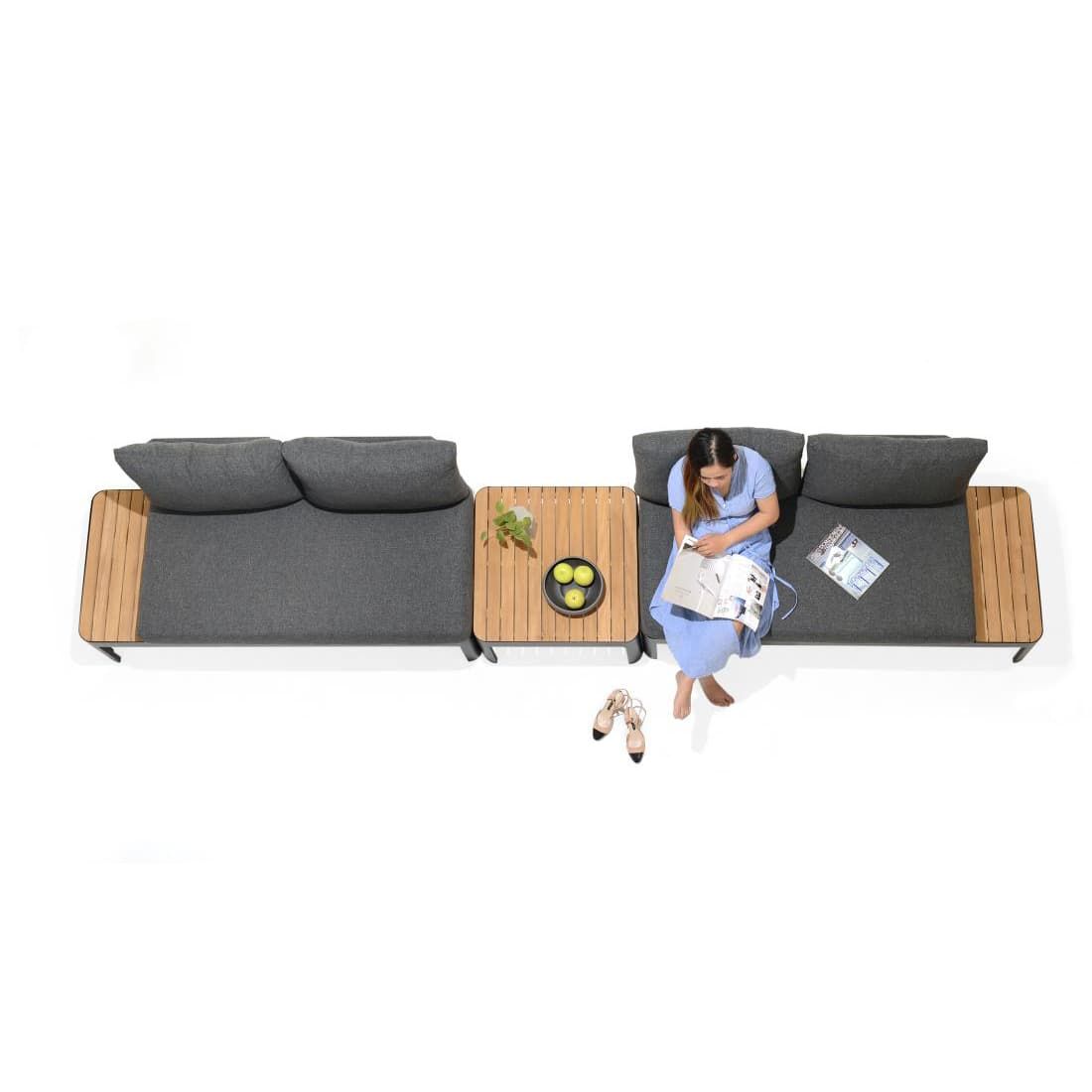 LifestyleGarden Portals Ecklounge 3-tlg. Aluminium/Teak/Olefin