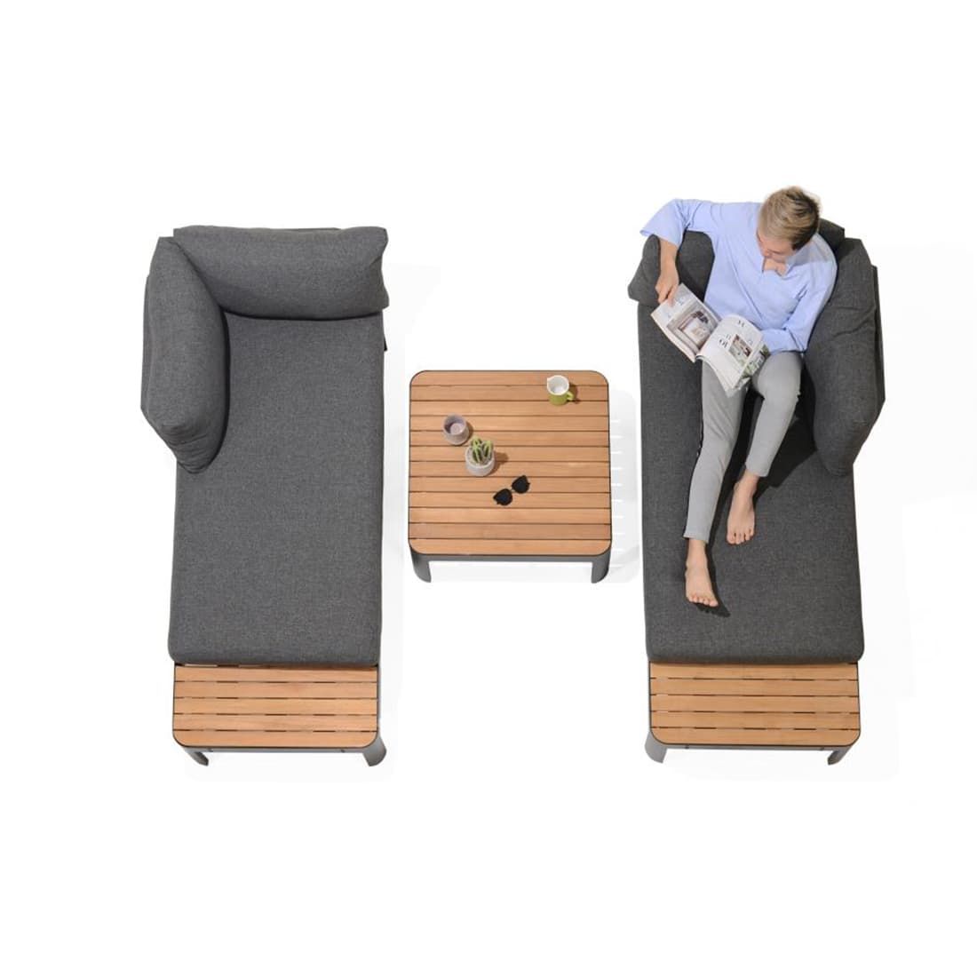 LifestyleGarden Portals Ecklounge 3-tlg. Aluminium/Teak/Olefin