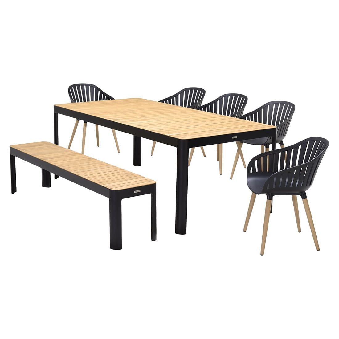 LifestyleGarden Portals Picknick Gartenbank 182cm Aluminium/Teak