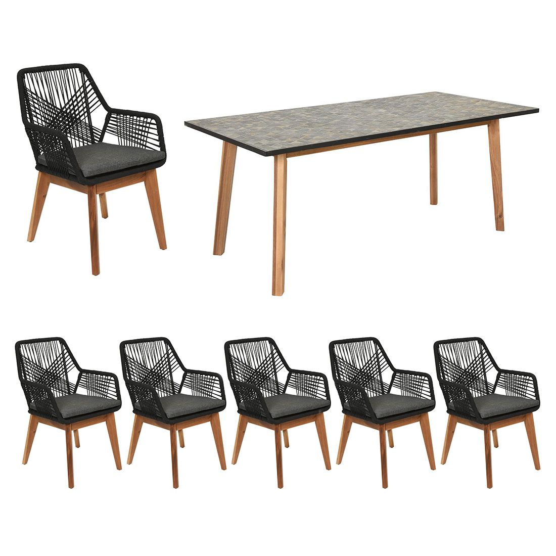 Outdoor Living Seville Gartenmöbel-Set 7-tlg. Tisch 180x90cm