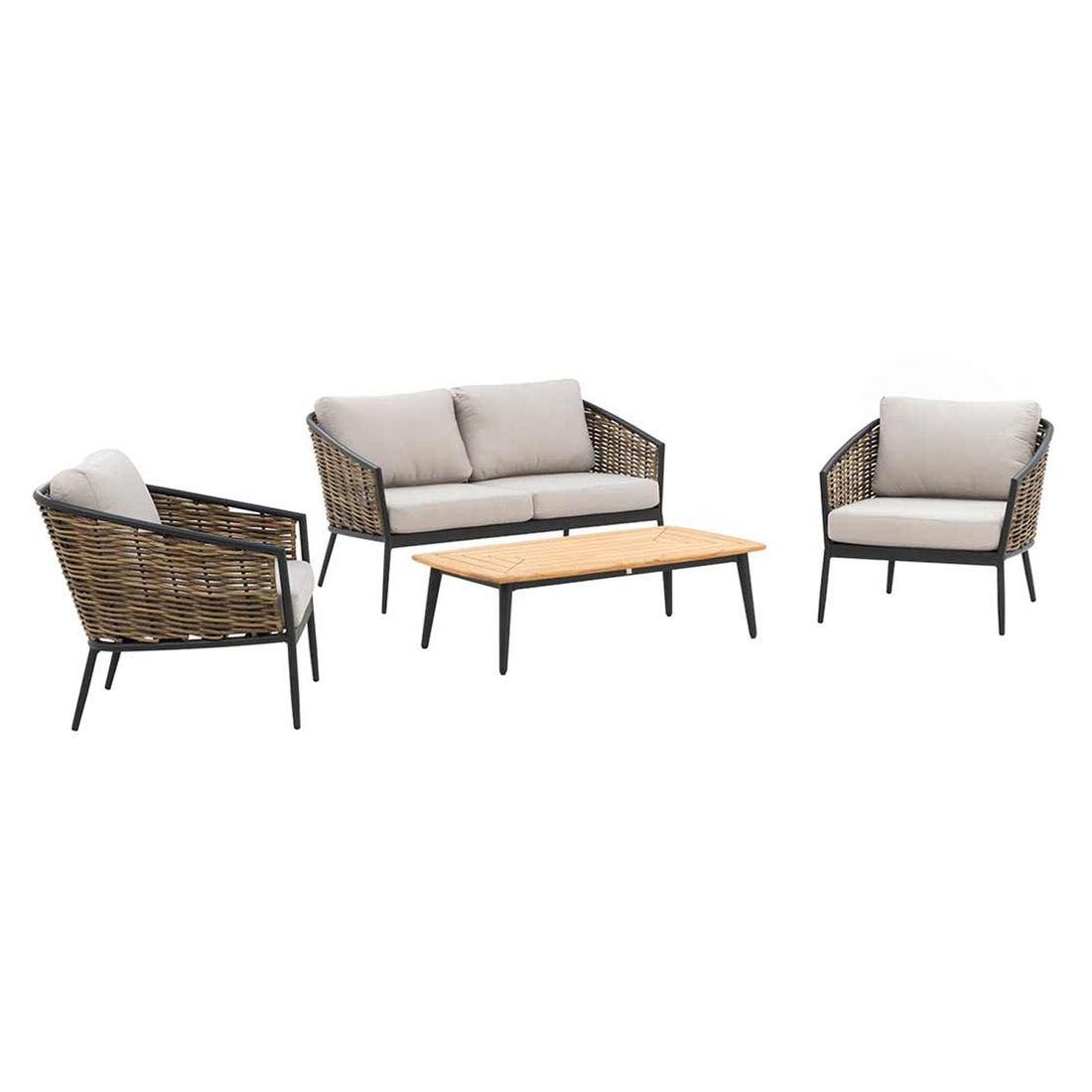OUTLIV. Falun Lounge-Gruppe 4-tlg. Aluminium/Rope