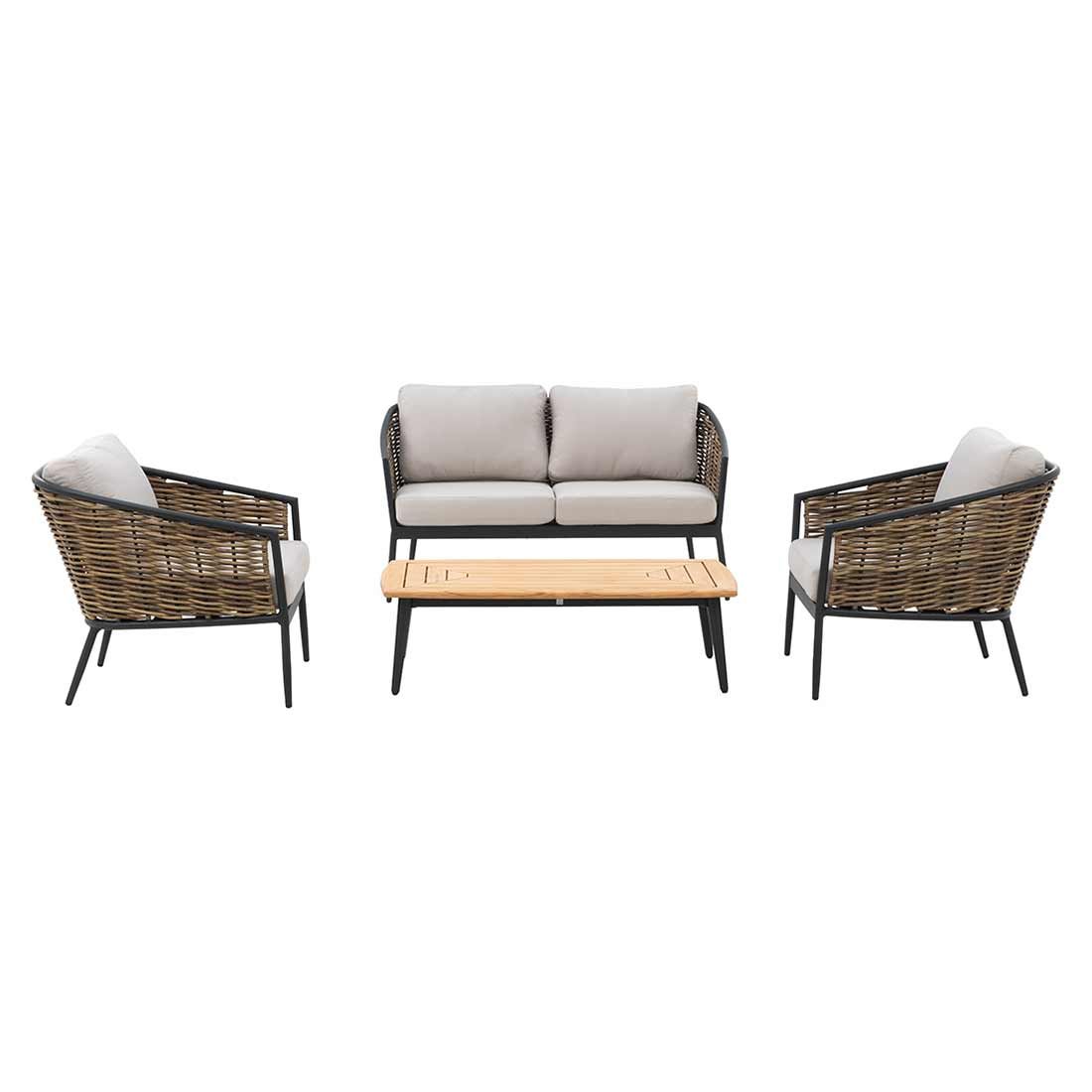 OUTLIV. Falun Lounge-Gruppe 4-tlg. Aluminium/Rope