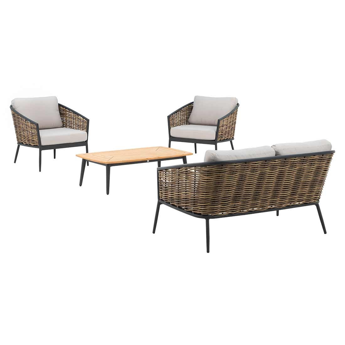 OUTLIV. Falun Lounge-Gruppe 4-tlg. Aluminium/Rope