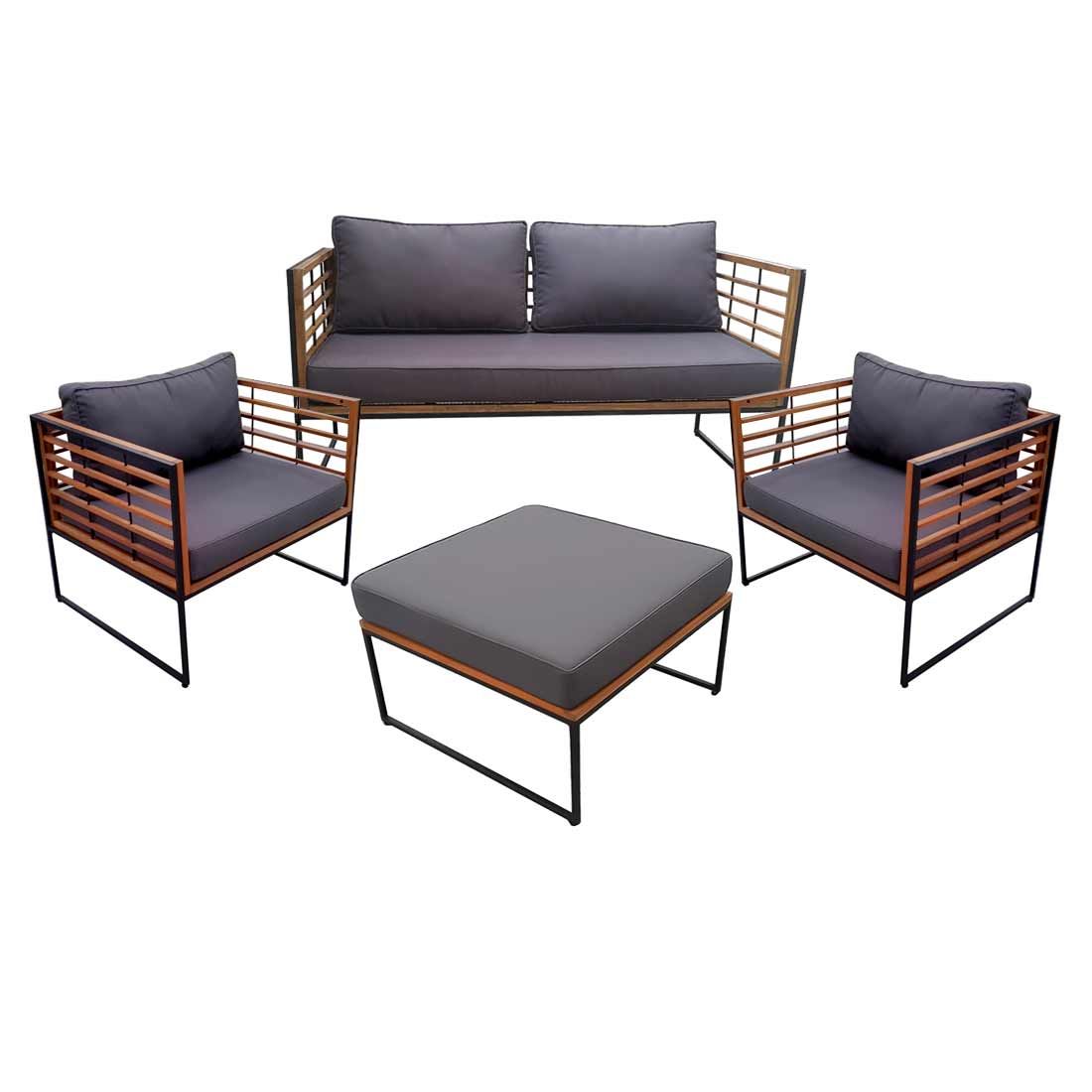 OUTLIV. Maui Loungeset 4-tlg. Stahl/Akazie/Polster