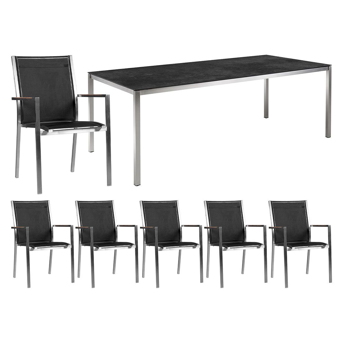 Zebra One Gartenmöbelset 7-tlg. mit Tisch 220x100 cm