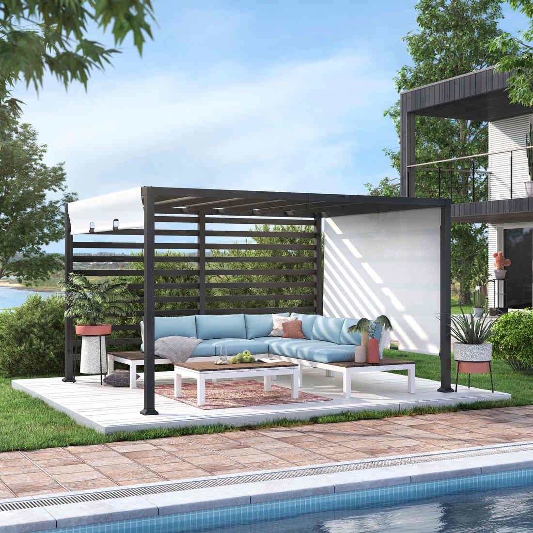 OUTLIV. Gartenpergola 305x366cm Stahl/Stoff