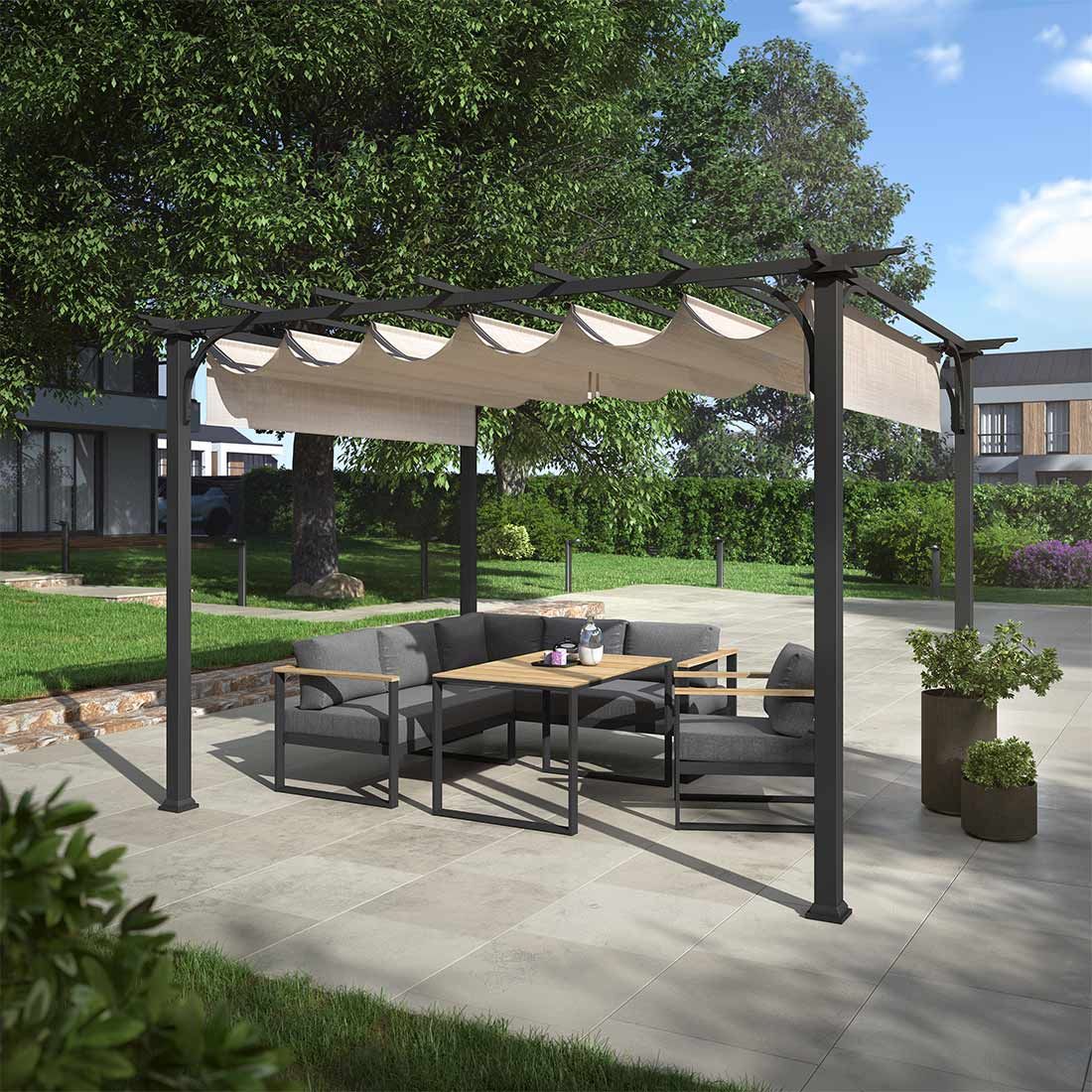 OUTLIV. Gartenpergola 366x274 cm Stahl/Stoff