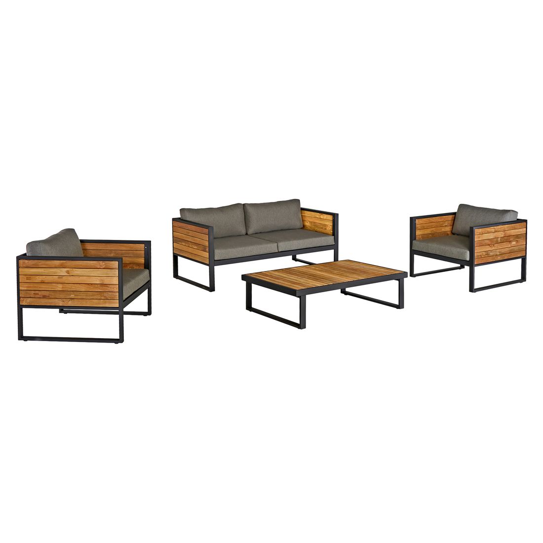 OUTLIV. Rhodos Lounge-Gruppe 4-tlg. Aluminium/Teak/Olefin