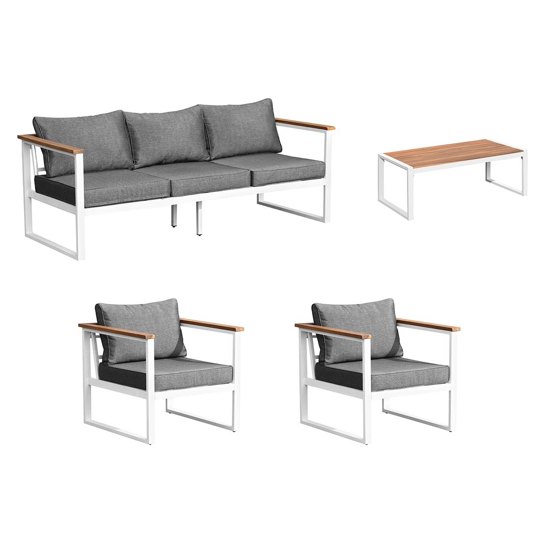 OUTLIV. Samos Loungeset 4-tlg. Aluminium/Spun-Poly