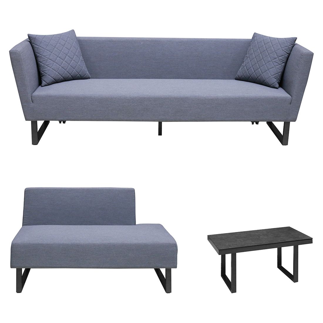 OUTLIV. by Detlef Steves Tonga Ecklounge 3-tlg. Aluminium/Sunbrella