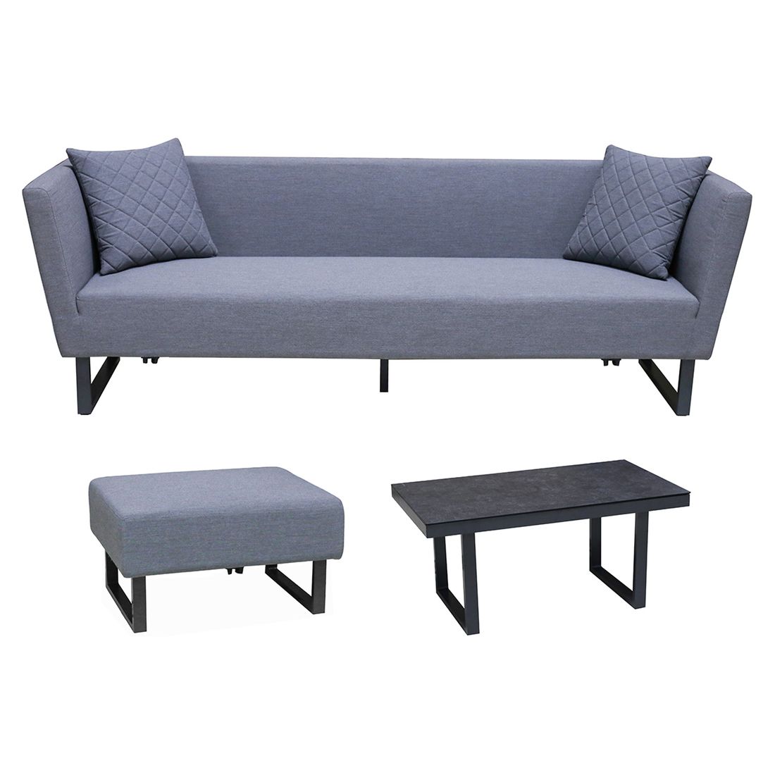 OUTLIV. by Detlef Steves Tonga Loungeset 3-tlg. Aluminium/Sunbrella
