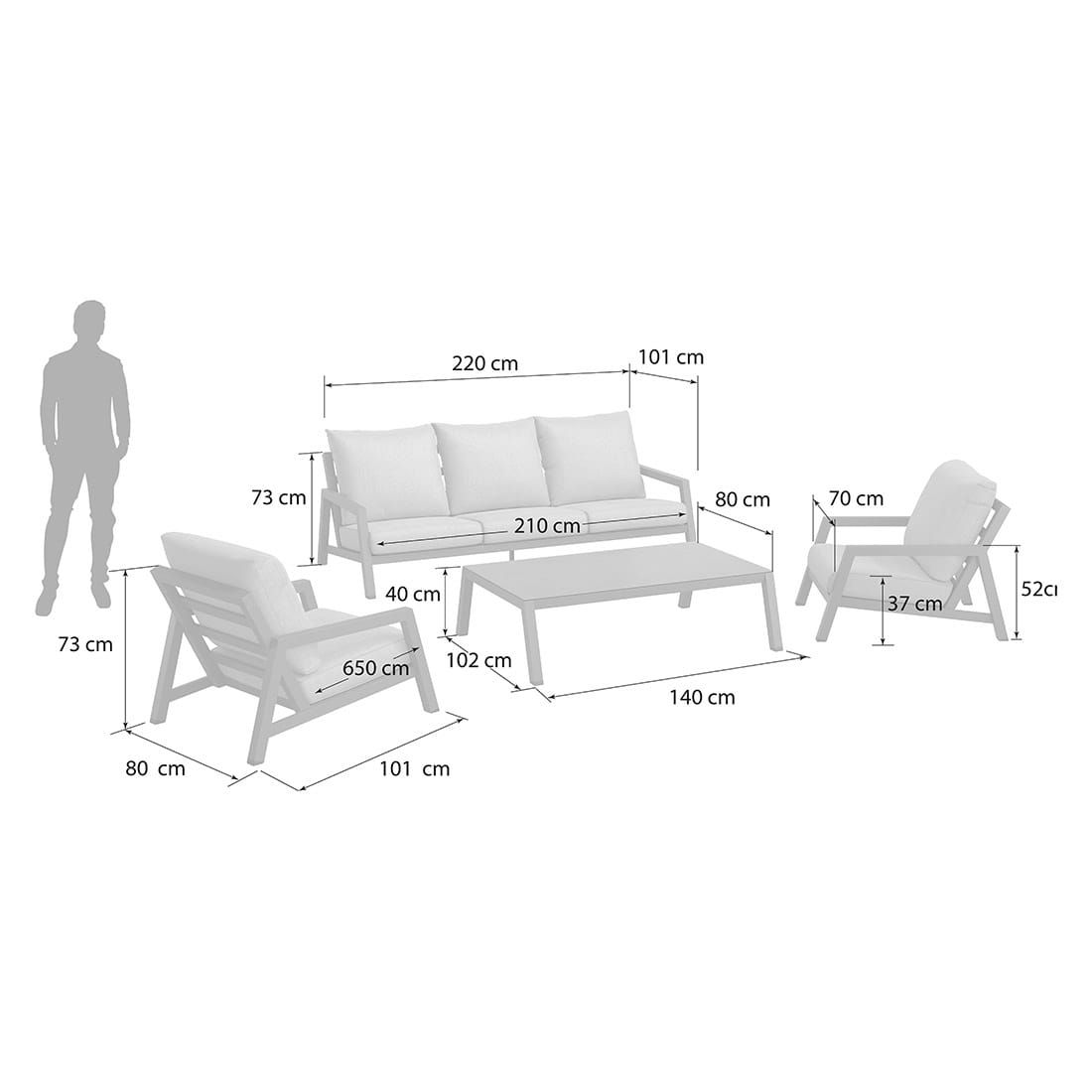 OUTLIV. Yale Lounge-Gruppe 4tlg. Aluminium/Sunproof