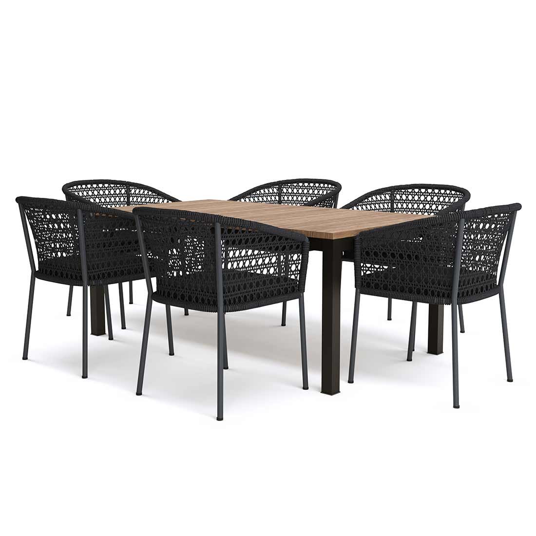 OUTLIV. Zui Diningset 7-tlg. Tisch 180/260x100cm Aluminium/Teak recycelt