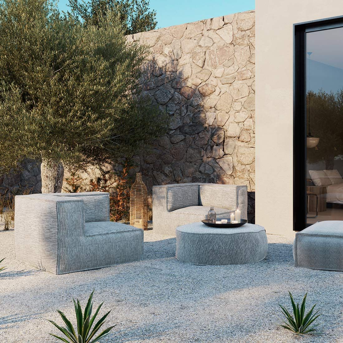 ROOLF Living Silky Loungesessel Polypropylen/Chenille Beige Garten