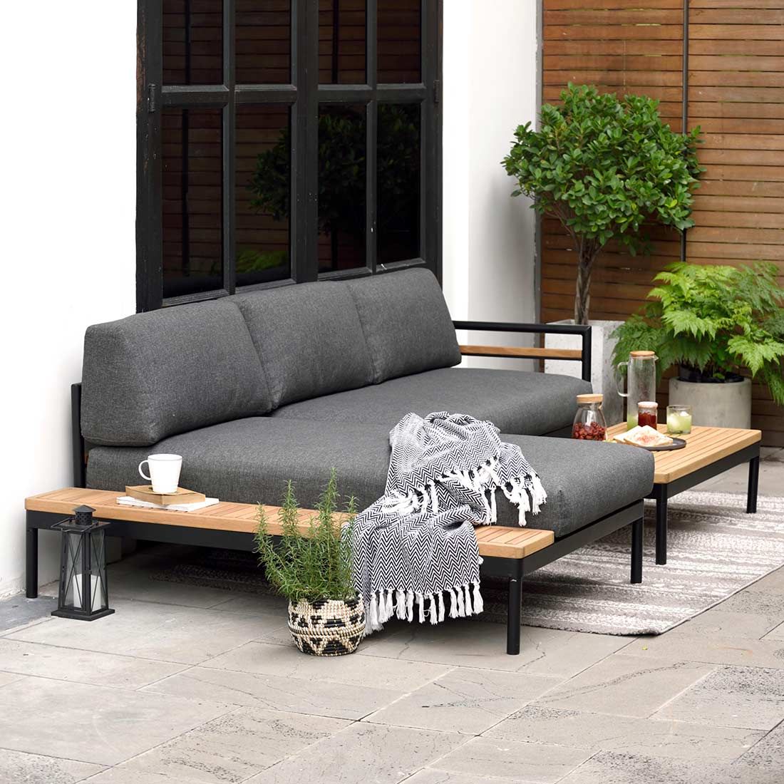 LifestyleGarden Bryde Ecklounge 3-tlg. Aluminium/Teak/Olefin