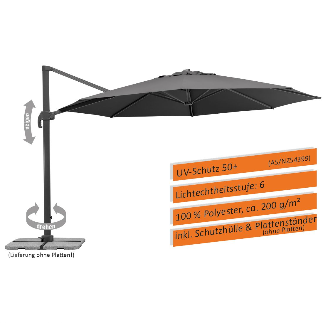 Schneider Rhodos Grande Ampelschirm Ø400cm