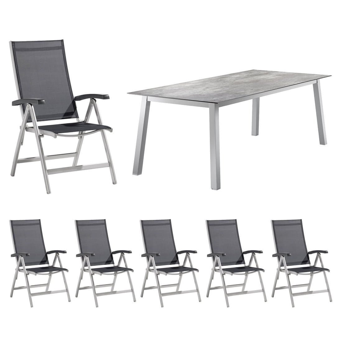 Sieger Bodega Gartenmöbelset 7-tlg. mit Tisch 220x100 cm